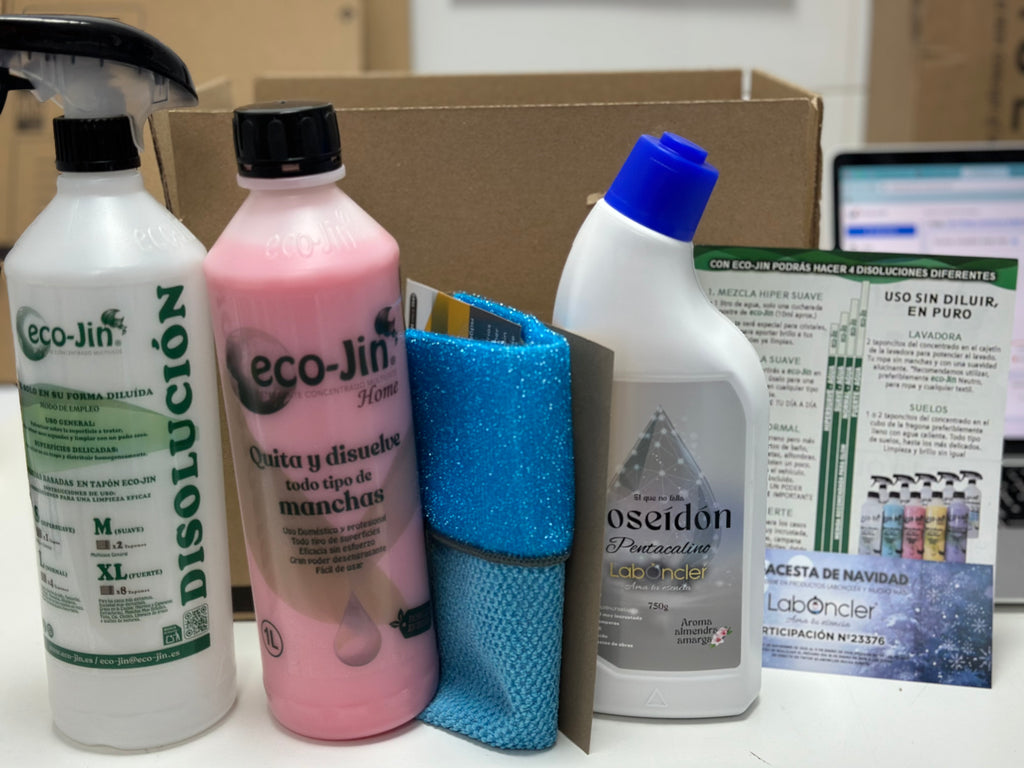 PACK ECO-LIMPIO: ECO-JIN A ELEGIR CON DIFUSOR+ POSEIDÓN + BAYETA DOBLE CARA PARA LIMPIEZA EFECTIVA Y VERSÁTIL.